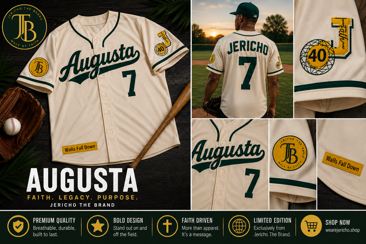 Augusta "Walls Fall Down" Baseball Jersey