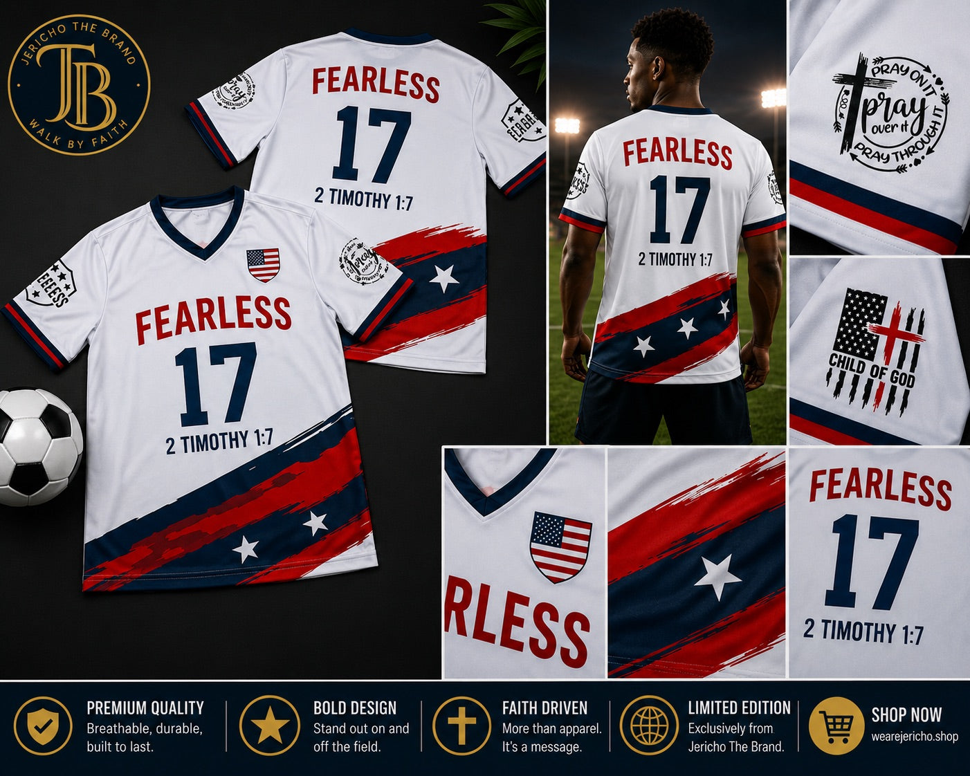 Fearless Soccer Jersey Red White & Blue