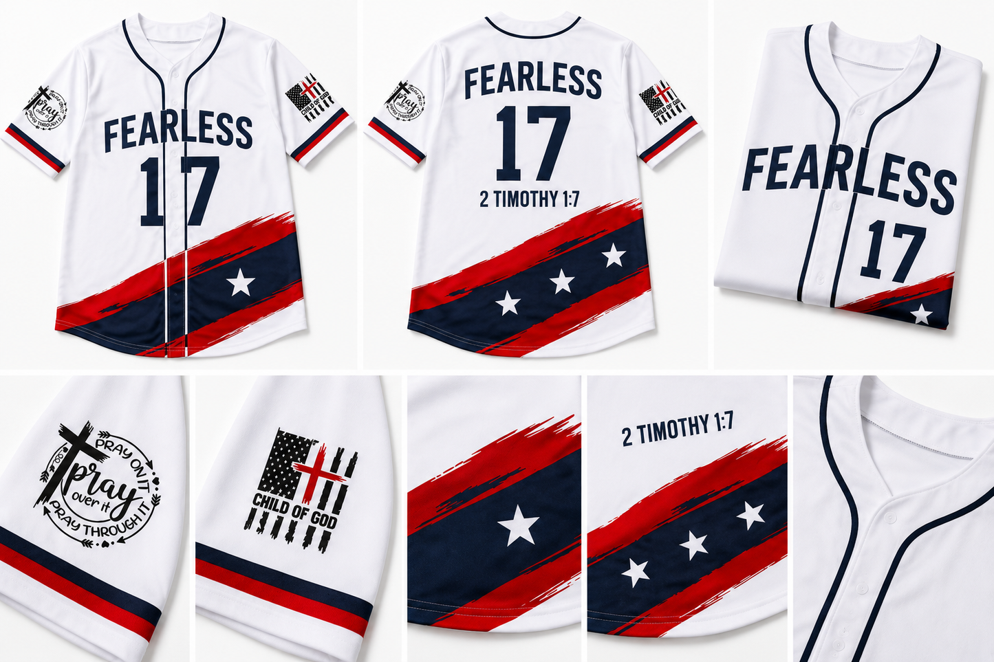 Fearless Baseball Jersey Red White & Blue